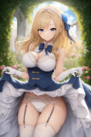 Pelo medio, Cabello ondulado, Riendo, Pechos pequeños, Levantarse la falda, Pantalones, Falda, Obra maestra, Campo de flores, Vestido de novia, Vestido